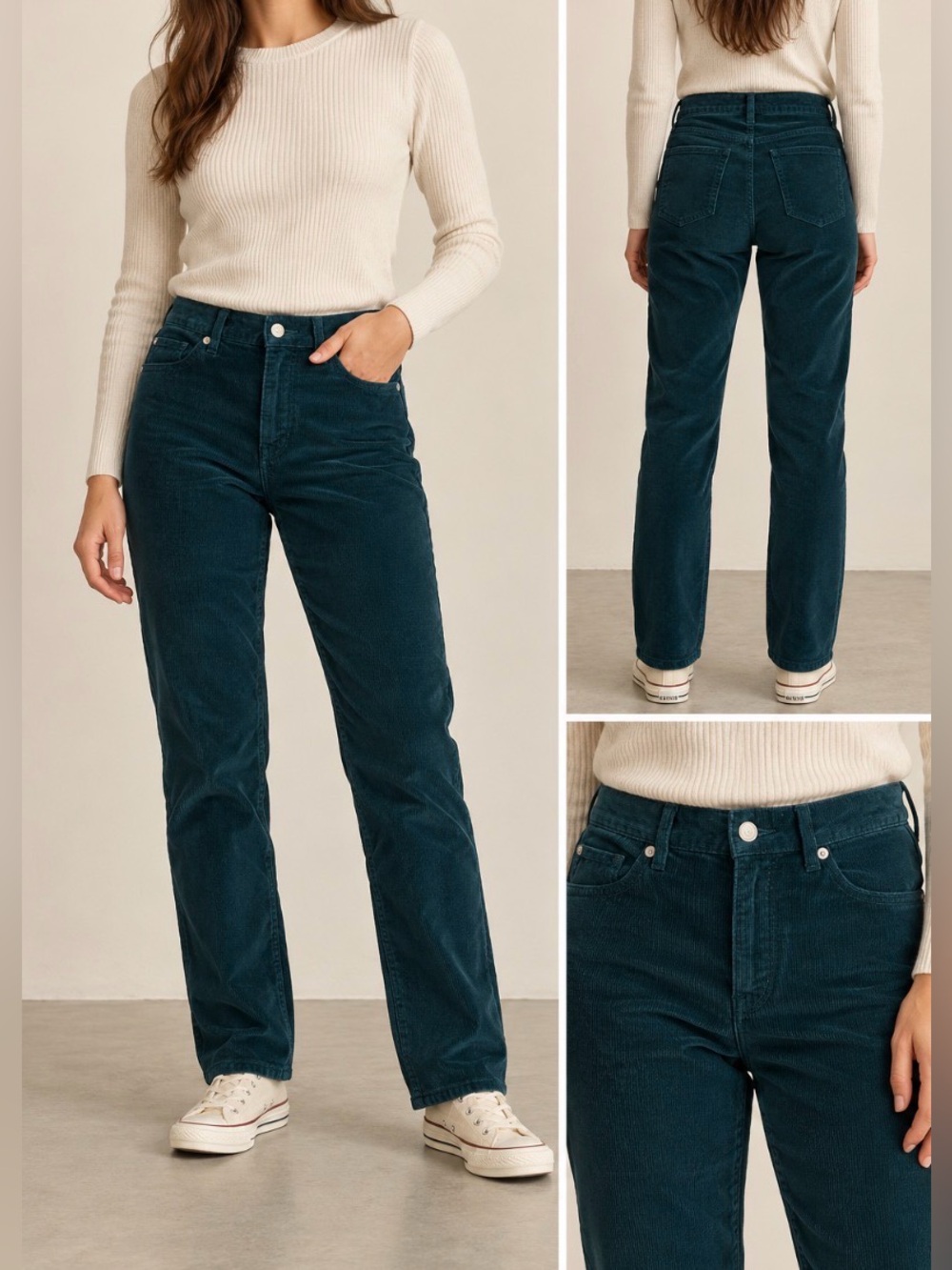 Levi’s Classic Straight Corduroy Pants Dark Teal Green Women’s 28 NWOT